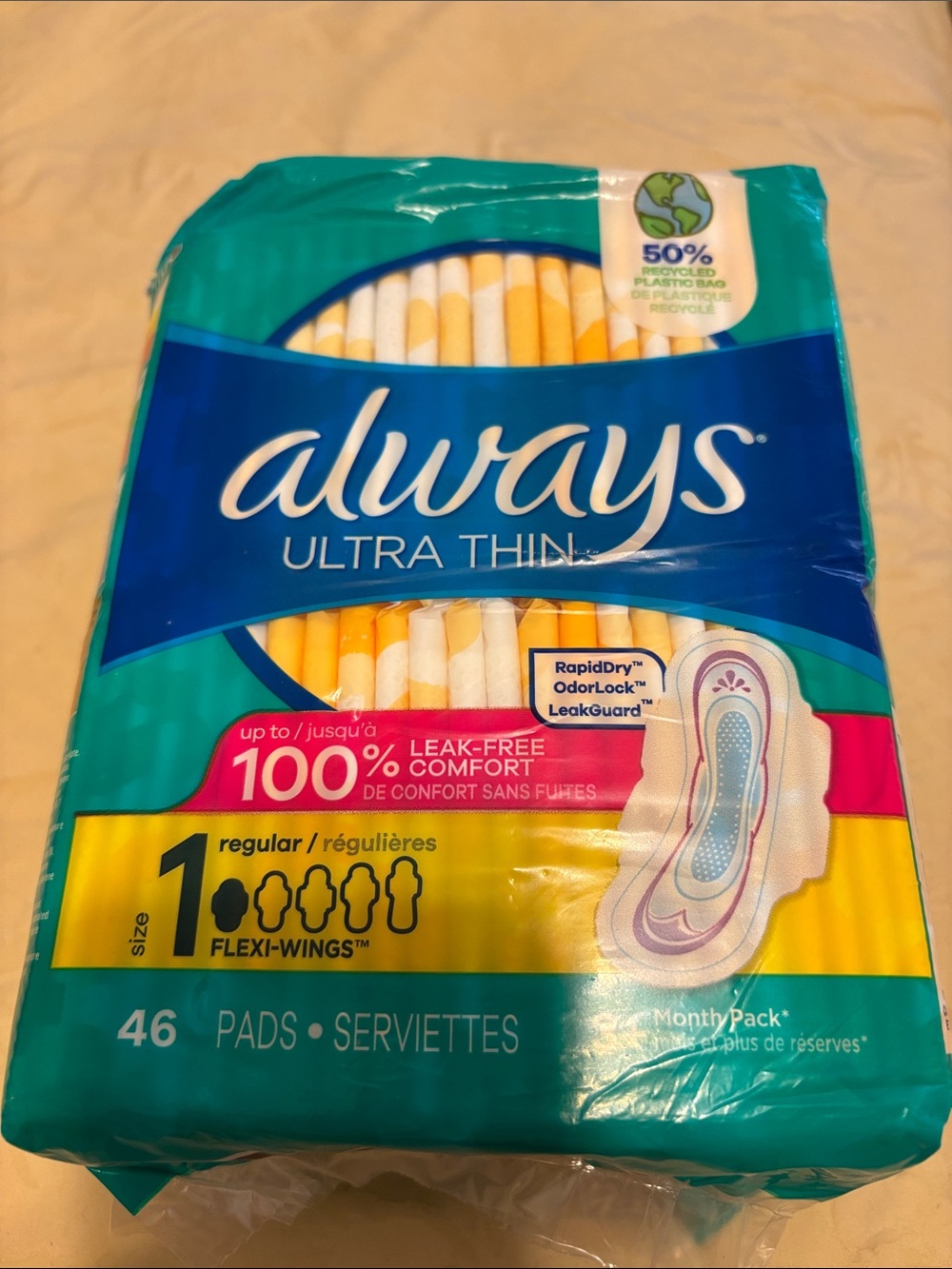 Always Ultra Thin regular pads 46 ct.